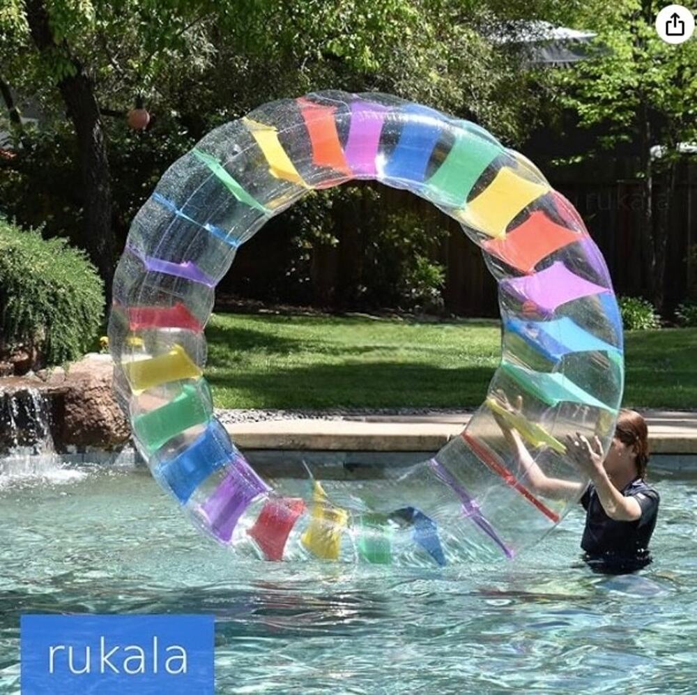 Rukala Inflatable Pool Wheel Roller 65”, Electric Pump Included, Colorful, Pool
